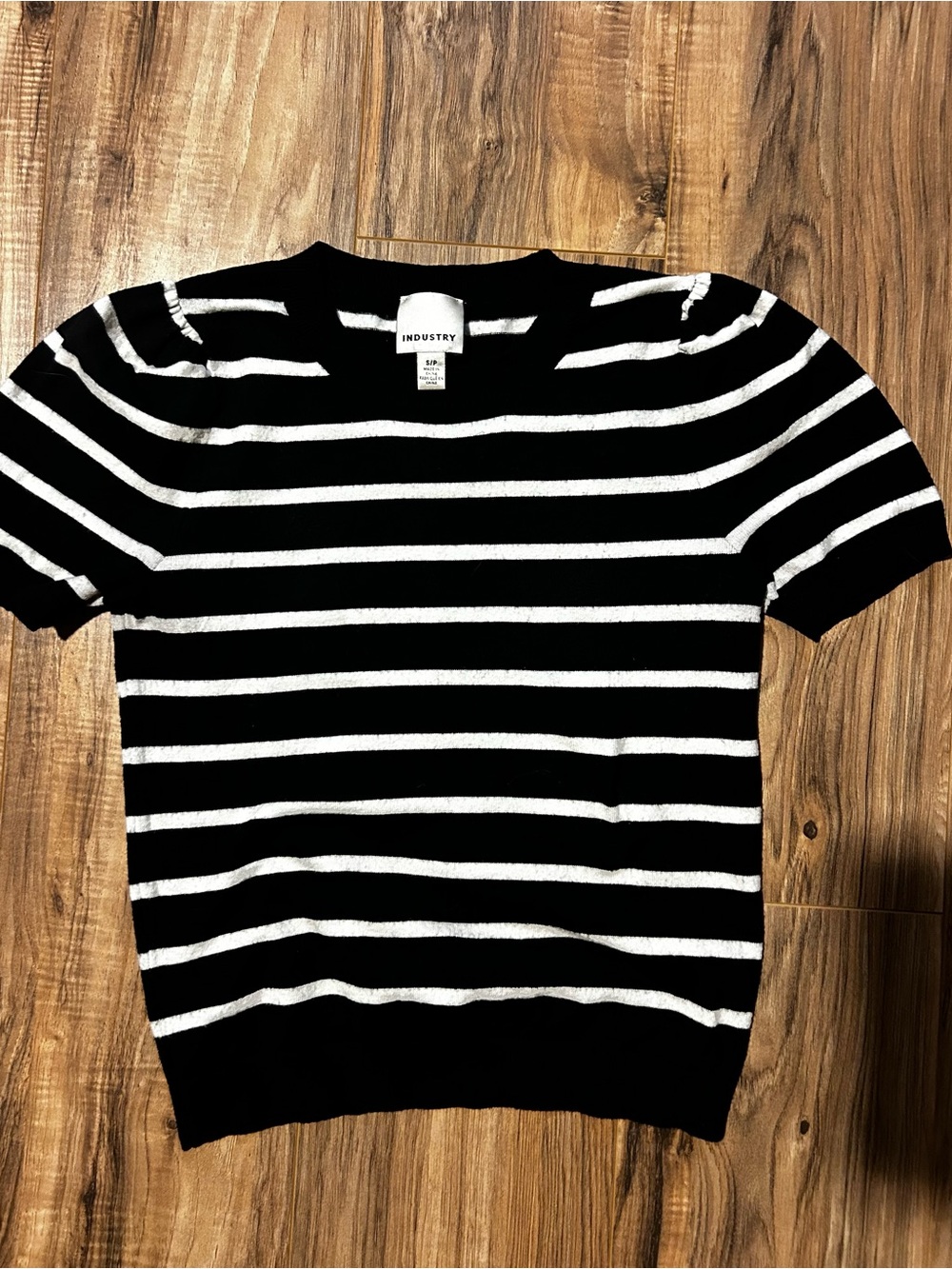 INDUSTRY Black & White Striped Short-Sleeve Sweater
